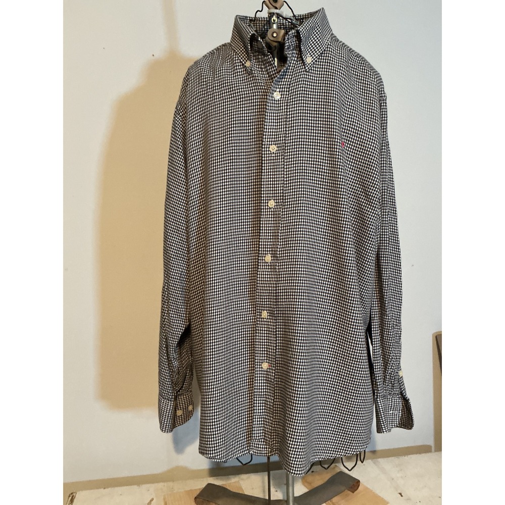 Southern Marsh Mens Hampton Houndstooth Button Down Shirt Black White Cotton M